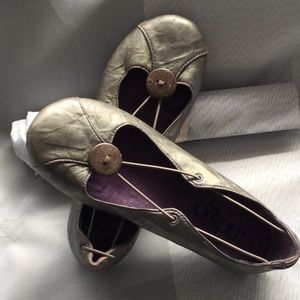 Indigo pewter leather ballet flats